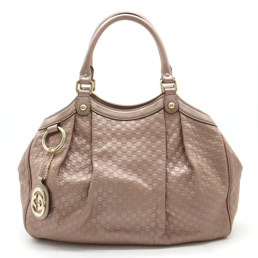 Gucci Microguccissima Sukey Tote Bag Handbag Metallic Leather Pink Charm